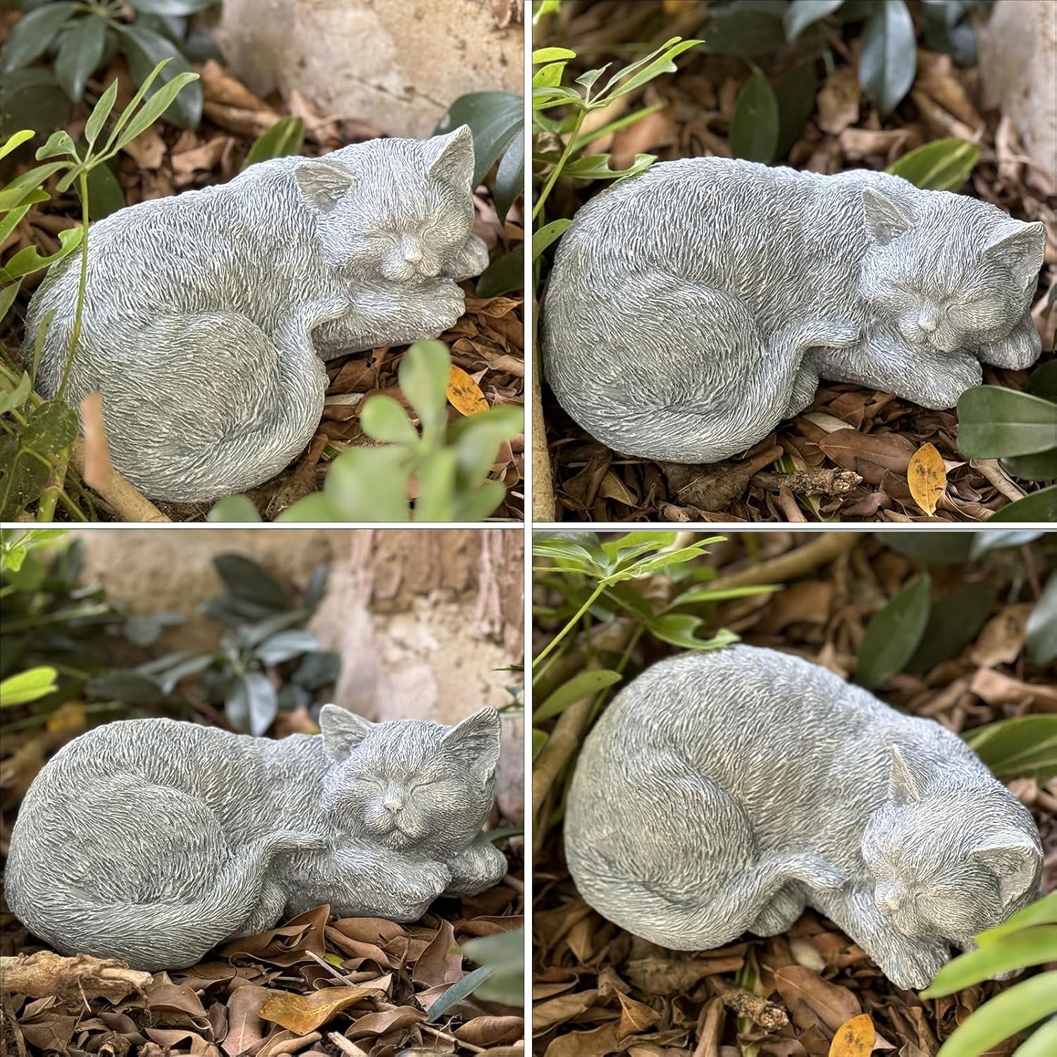 Cat Statue, Grey, Resin, Contemporary, Outdoor / Indoor Decor, 11.4" L x 7.1" W x 4.3" H, 1.5 lbs