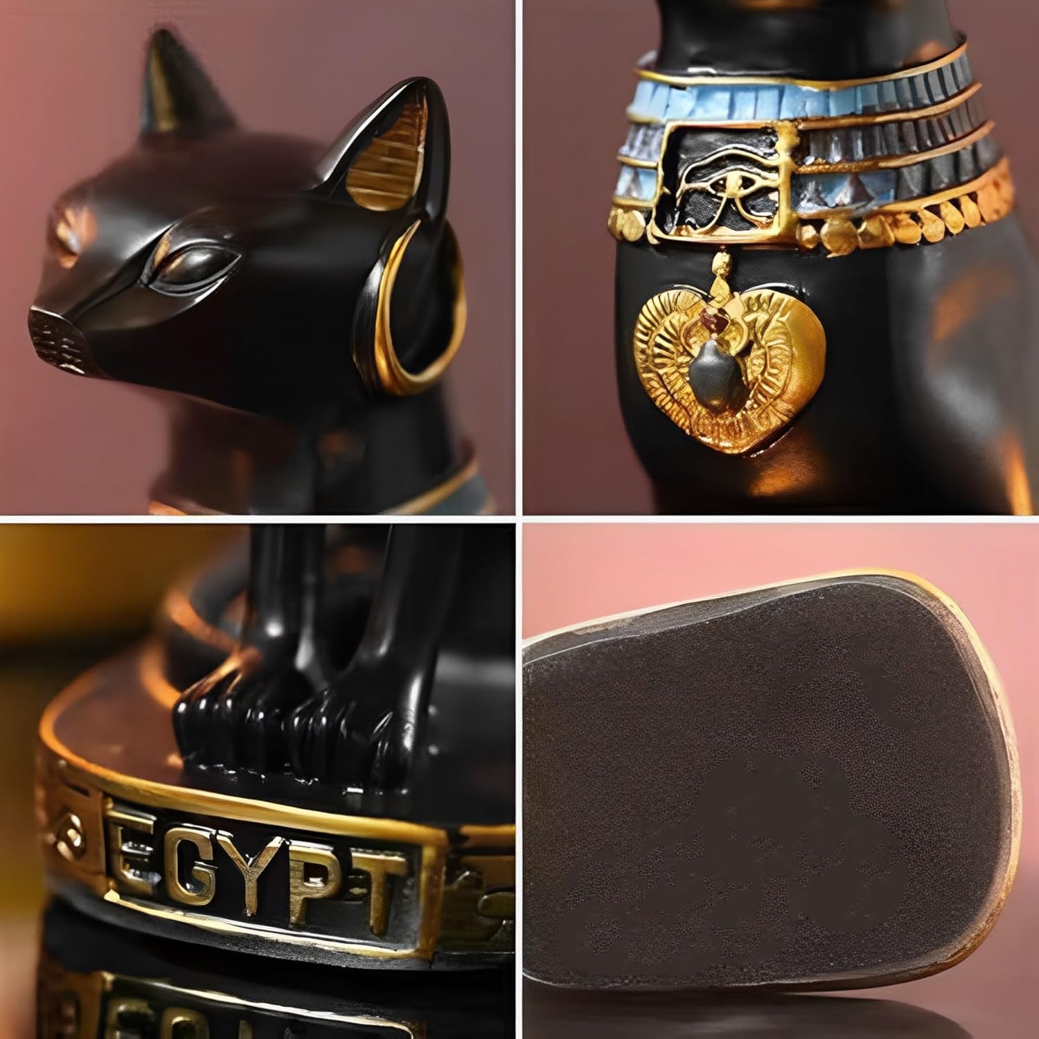 12 inch Tall Black Egyptian Cat Goddess Bastet Statue, Ancient Egypt Bast Figurines Home Decor