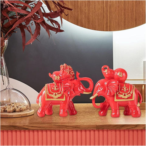 Sculpture Desktop Ornament Ideal for Gift, Art Statue 2 Pieces Elephant Statue/Home Decoration Standing Creative Resin Modern Gifts Figurine/for Bedroom Office Desktop Living Room Cabinet