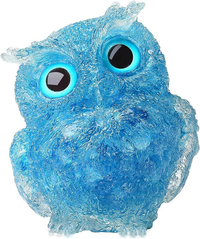 LAIDANLA Aquamarine 2.4" Owl Statue Natural Healing Crystal Cute Owl Animal Figurine Pocket Sculpture Reiki Spiritual Energy Gemstone Home Office Room Desk Decor Gifts for Women Men