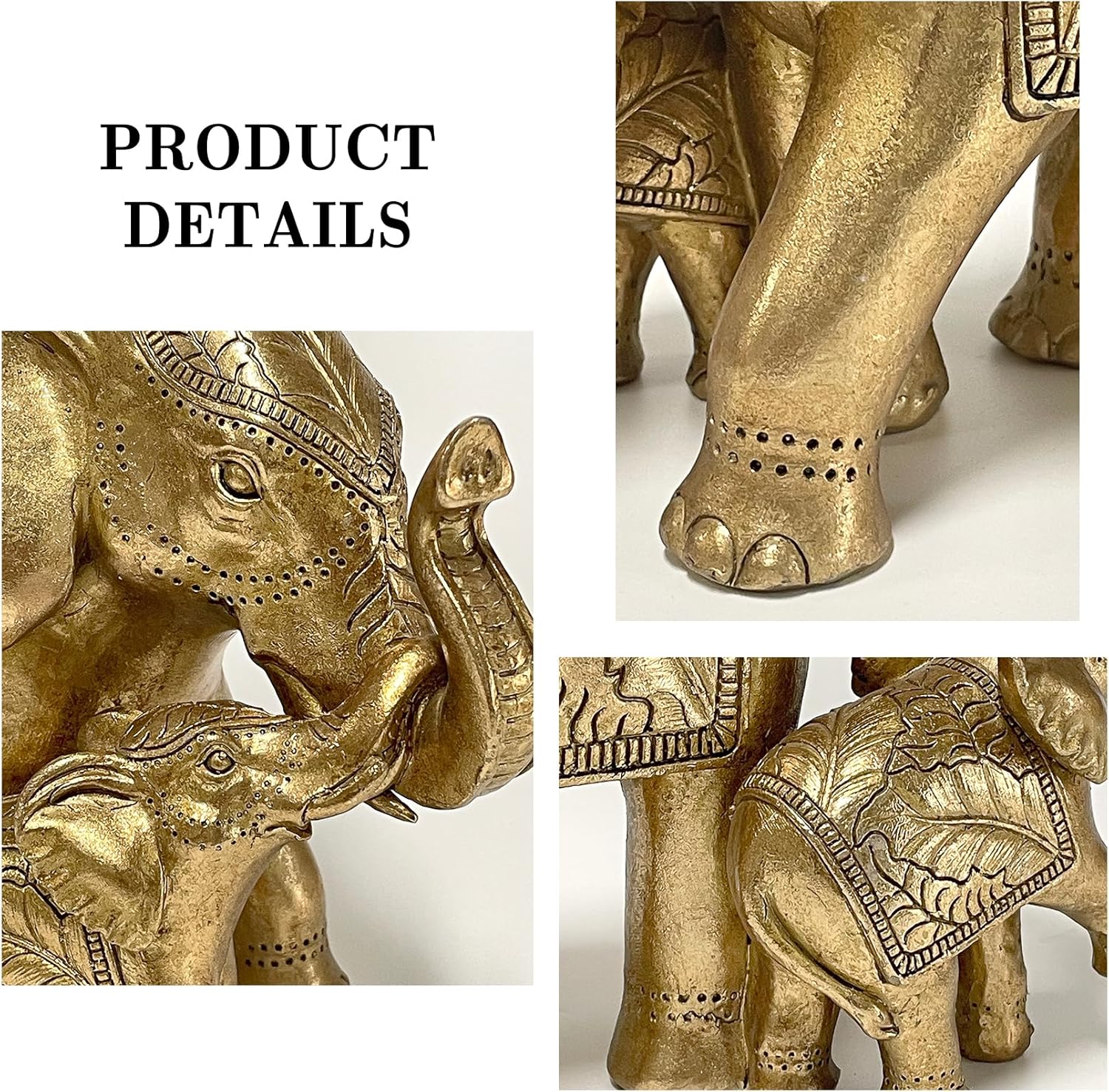 Elephant Statue for Home Decor Gold 9.2IN,Elephant Statues for Table Deskr-Elephant Decor for Living Room-Indoor Elephant Gift for Relaxation Meditation or Shrine