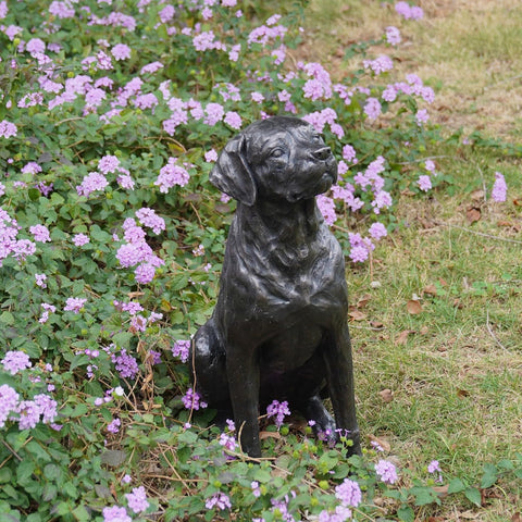 Garden Statue Outdoor Decorations Dog-Figurine – 19inch Black Labrador décor Garden Sculpture Statue Sitting Statue Resin Sculpture for Patio Lawn Yard Porch Garden 12.25L*8.25W*19H