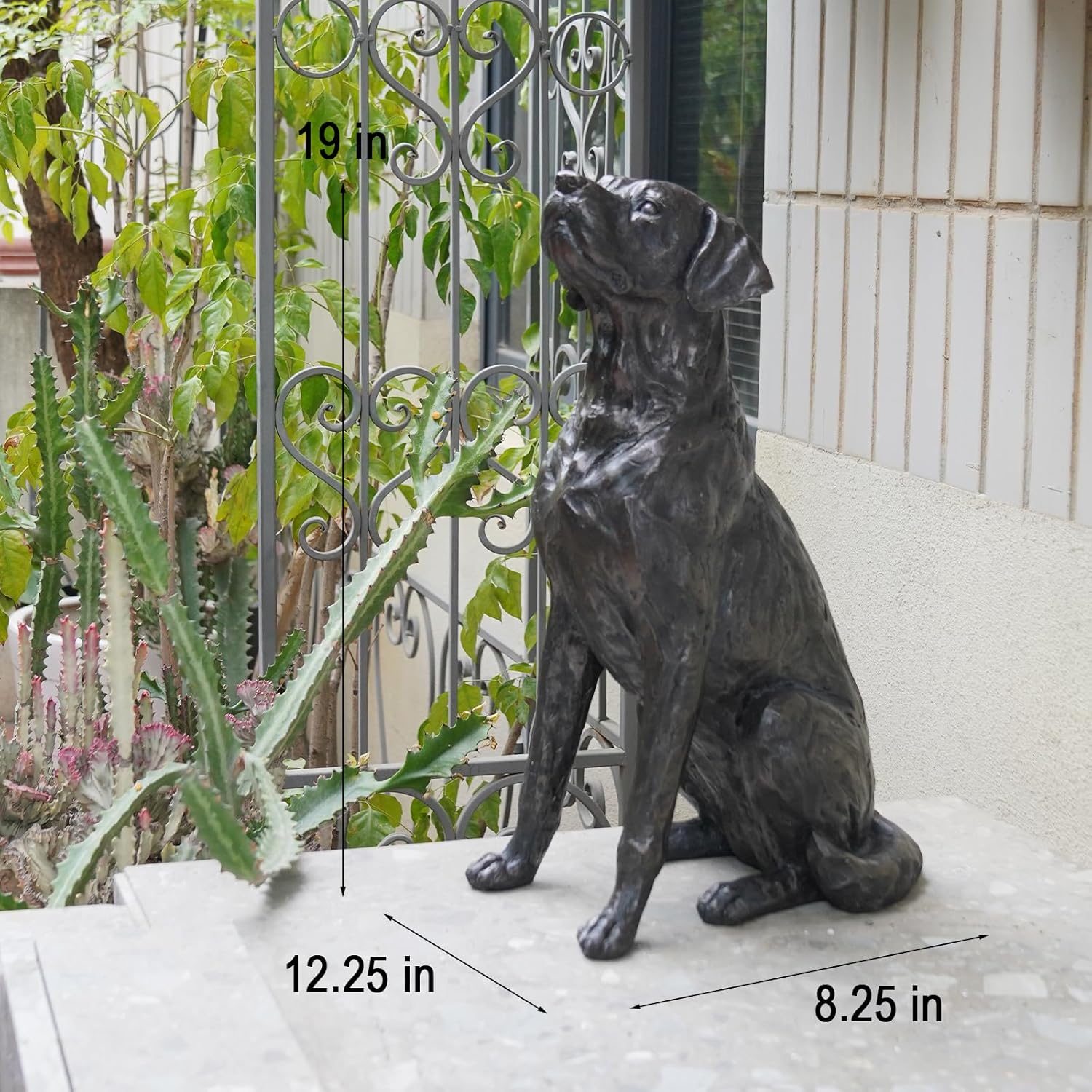 Garden Statue Outdoor Decorations Dog-Figurine – 19inch Black Labrador décor Garden Sculpture Statue Sitting Statue Resin Sculpture for Patio Lawn Yard Porch Garden 12.25L*8.25W*19H