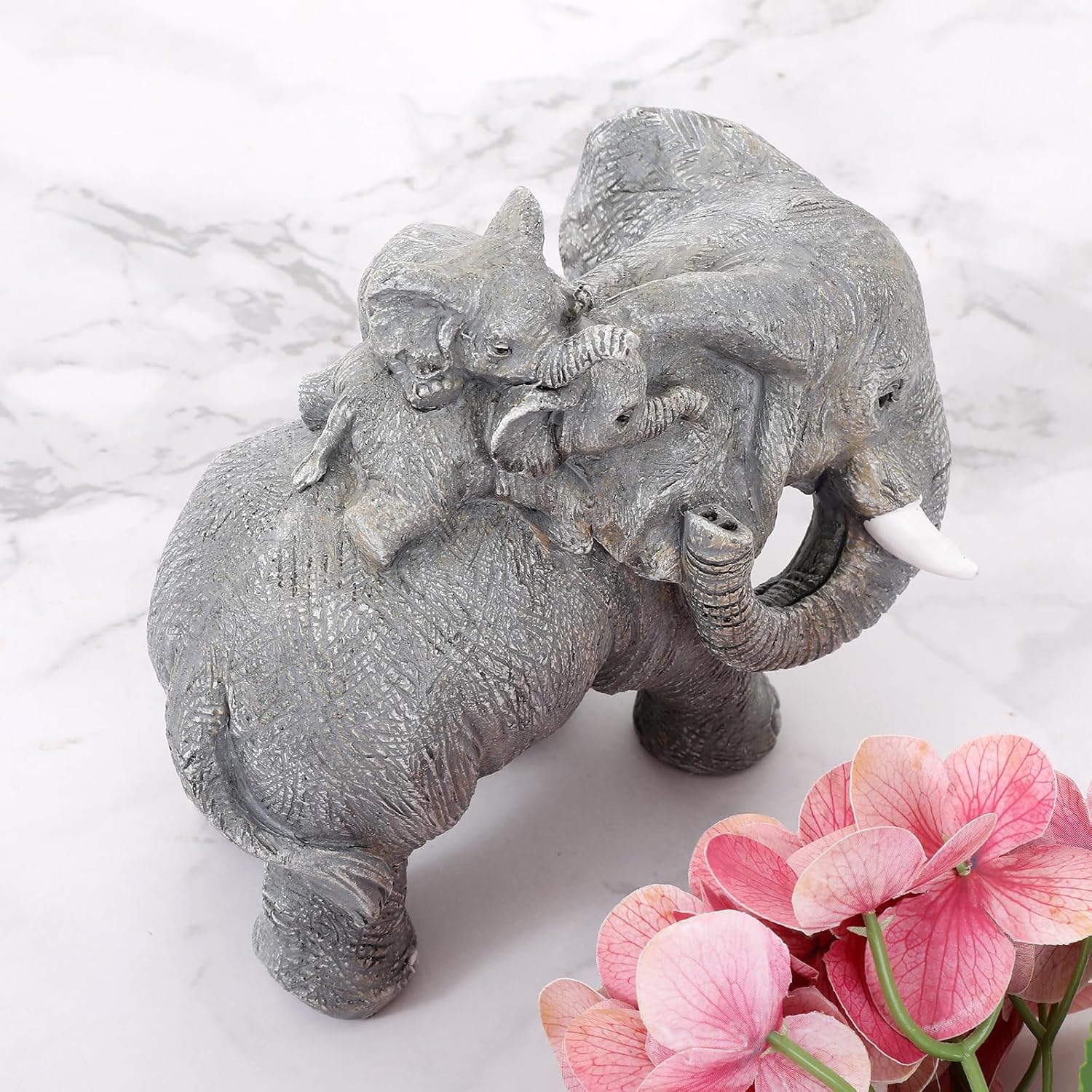 Elephant Gifts for Women,Elefantes Sala De La Suerte Decorativos,Cute Statue Decor Brings Love, Grayish Yellow Figurines Home Decoration Living Room