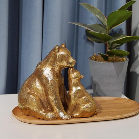 Elephant Statues Home Décor Collectible Figurines - Gold Resin Boho Elephant Decoration Handmade Brings Good Luck Health for Living Room Shelf Office Gifts for Women 7.25 x 3.25 x 5.75 Inch