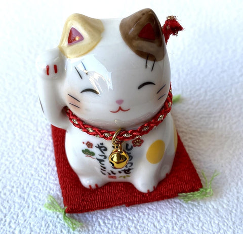 Maneki Neko Japanese Lucky cat Mino Ware Brown Tabby Japan Import