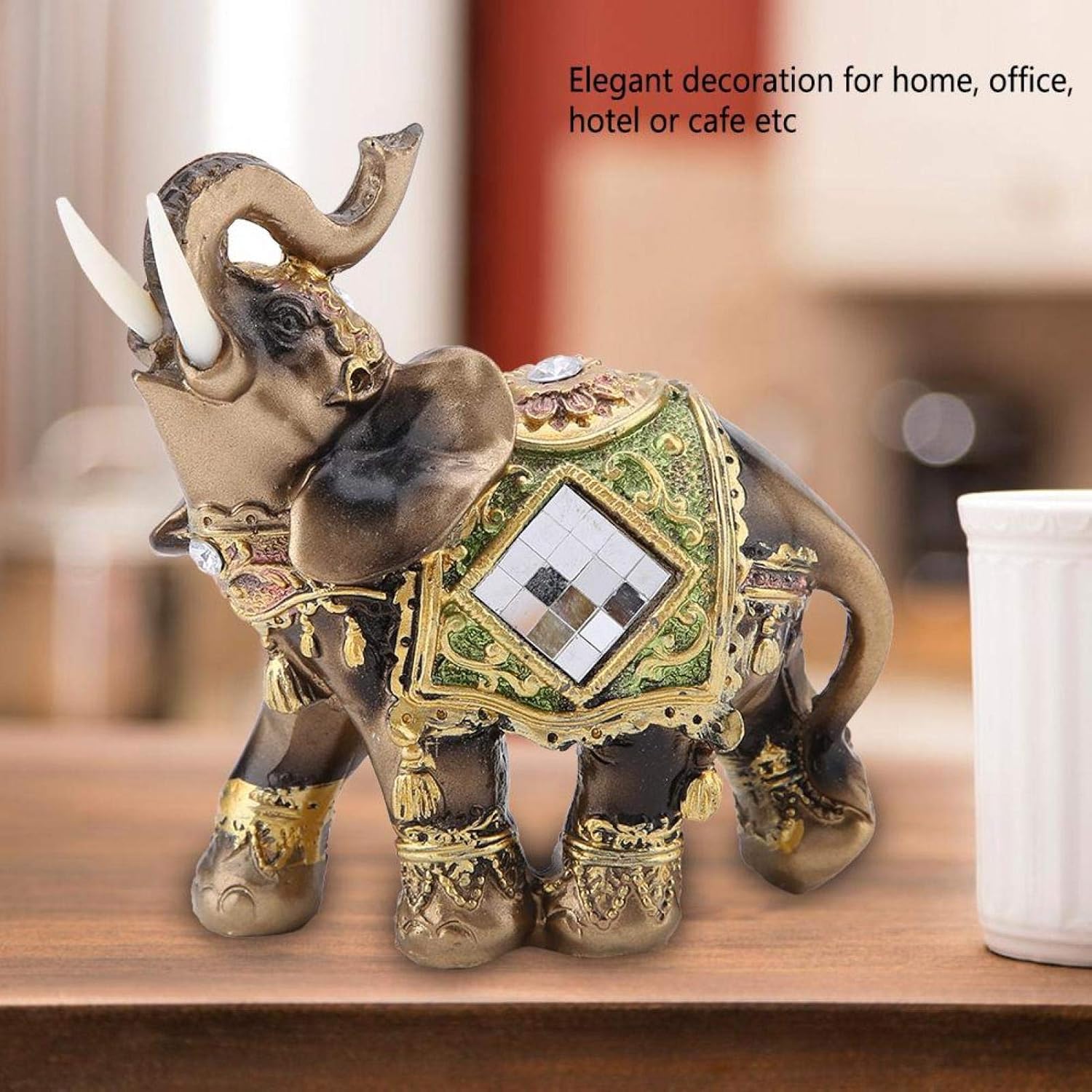 Lucky Wealth Elephant Statue, Elegant Feng Shui Elephant Collectible Figurine Sculpture Decoration, Wealth Lucky Figurine Home Office Decor(L)