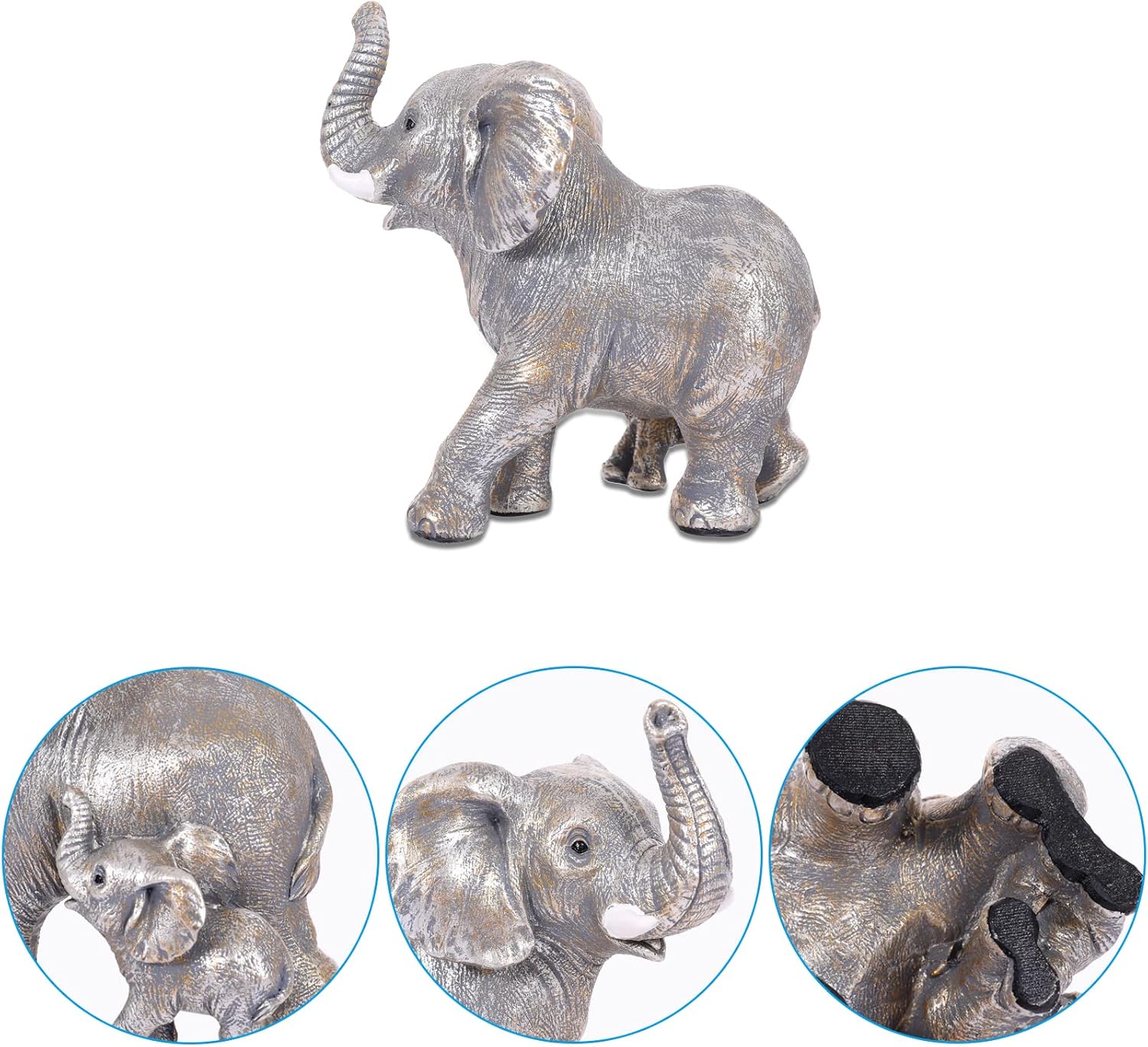 Cute Elephant Statue Home Décor Good Luck Elephant Carries Three Calves on Its Back Figurines Décor for Shelf Good Gifts for Women Decoration for Living Room, Bedroom, Office