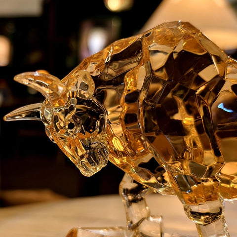 Acrylic Bull Statue - Wall Street Bull Sculpture for Home or Office Decor - 8.5'' Long