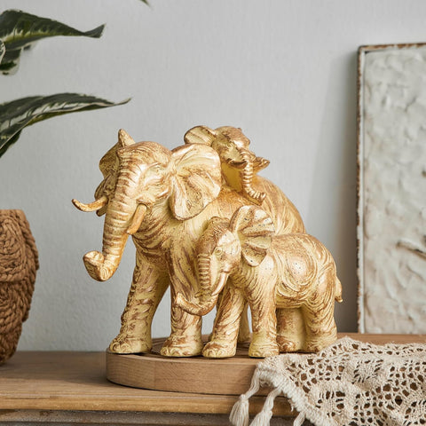 Home Decor Elephant Statue, Rustic Gold Coffee Tabel Bookshelf Decor Acctens, Elephant Decoration for Good Luck, Mom Gifts, Home Living Room Bedroom Office Decorations (Rustic Gold Elephant)