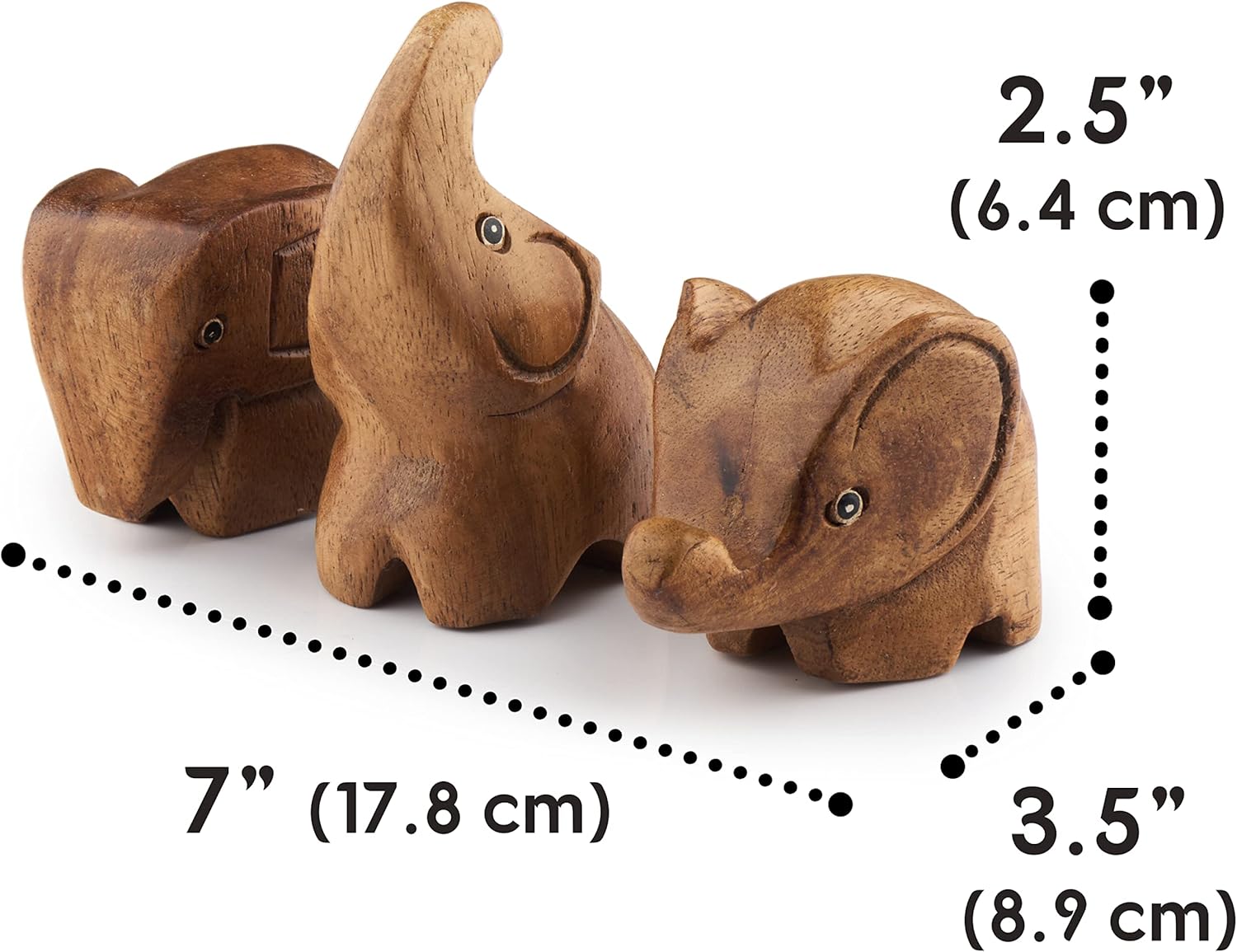 3 Elephant Figurines Centerpiece - Cute Elephant Decor - Elephant Gifts for Women - Wood Elephant Statue Home Decor - Elephant Sculpture Bathroom Decor - Elephant Decorations for Home Office