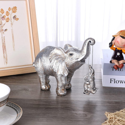 Elephant Statue. Elephant Decor Brings Good Luck, Health, Strength. Elephant Gifts for Women, Mom Gifts. Decorations Applicable Home, Office, Bookshelf TV Stand, Shelf, Living Room - Silver