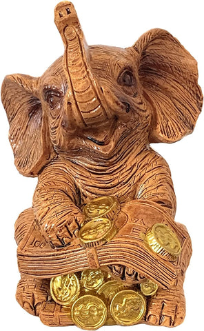 Feng Shui Trunk Up Lucky Elephant Statue Figurine Home Office Decor for Wealth (Money)