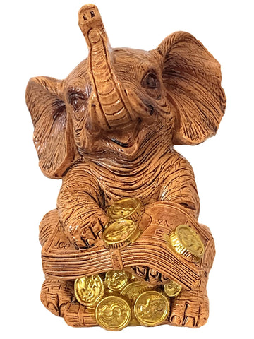 Feng Shui Trunk Up Lucky Elephant Statue Figurine Home Office Decor for Wealth (Money)