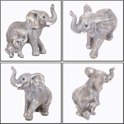 Cute Elephant Statue Home Décor Good Luck Elephant Carries Three Calves on Its Back Figurines Décor for Shelf Good Gifts for Women Decoration for Living Room, Bedroom, Office