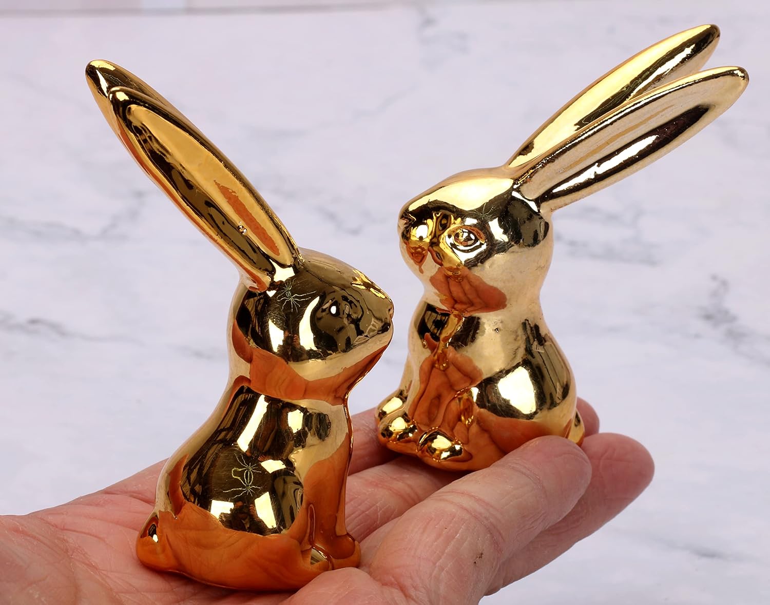 Gold Small Animal Statue Rabbit Statue Decor Modern Style Ceramic Rabbit Figurine Statues for Home Decor Accents Living Room Office Table Bookshelf Desk Bedroom Decorative Objects