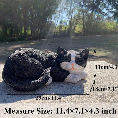 Cat Statue, Grey, Resin, Contemporary, Outdoor / Indoor Decor, 11.4" L x 7.1" W x 4.3" H, 1.5 lbs