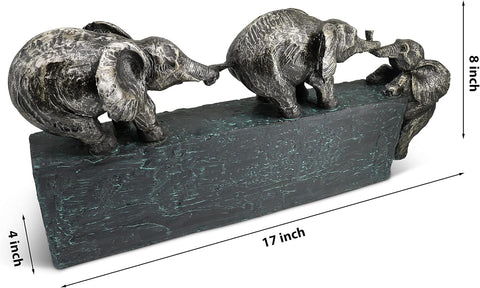 Sculpture “Family Ties” - Timeless Symbol of Family & Team Togetherness - Ornament 17 inch Long - Statue Elephant as a Gift or Decoration - Elephants Stronger Together