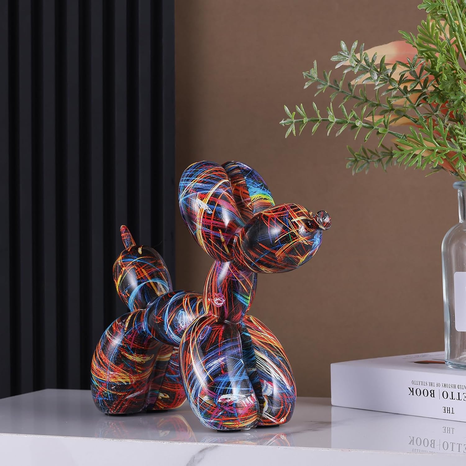 Creative Balloon Dog Sculpture Modern Home Decoration Trendy Animal Art Ornaments Collection Figurine Bedroom Living Room Office Desktop Resin Decors