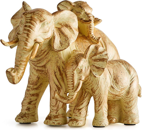 Home Decor Elephant Statue, Rustic Gold Coffee Tabel Bookshelf Decor Acctens, Elephant Decoration for Good Luck, Mom Gifts, Home Living Room Bedroom Office Decorations (Rustic Gold Elephant)