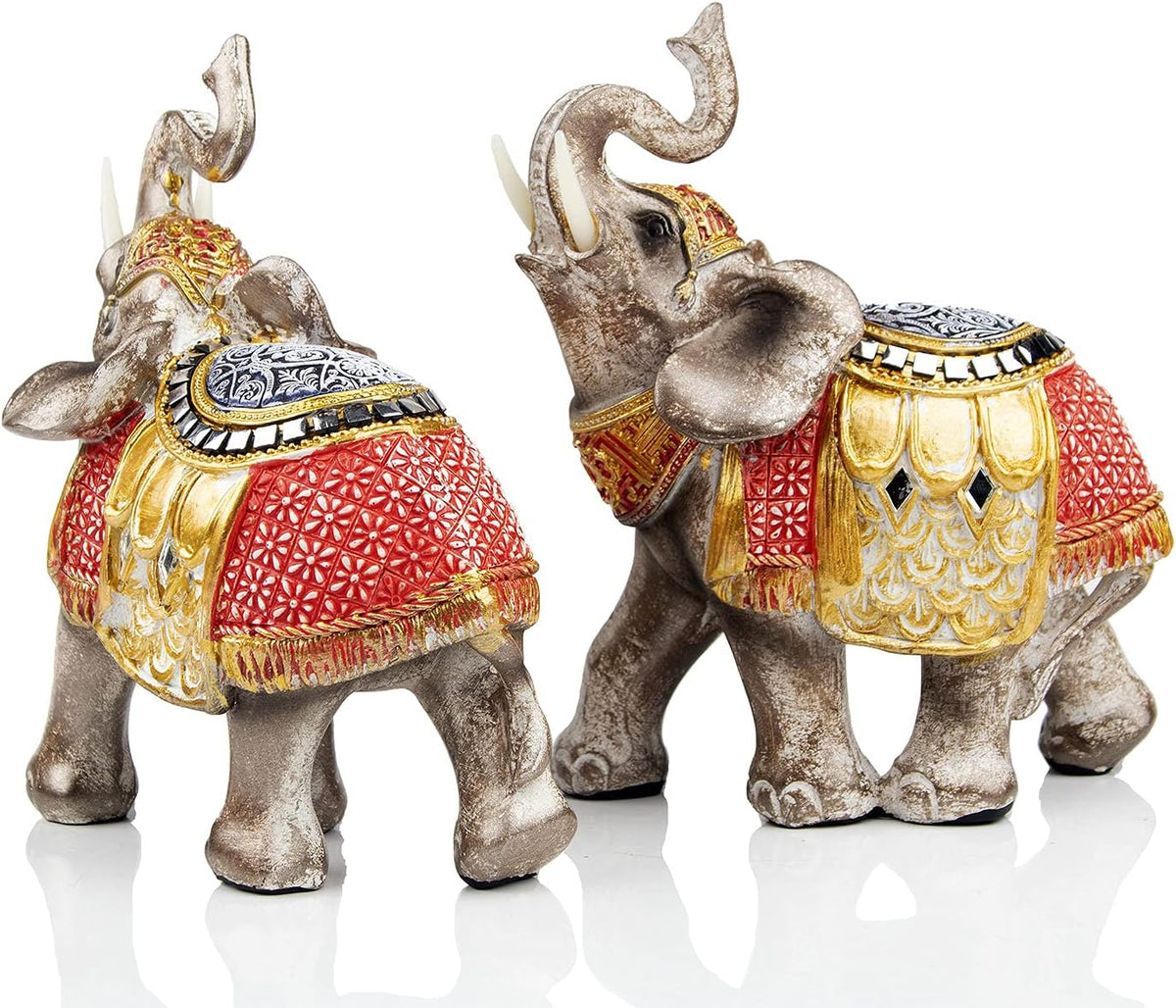 Wealth Lucky Elephant Figurine with Trunk Up Elephant Statue Collectible Figurines Perfect for Home Decor Gift