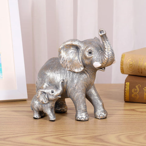 Cute Elephant Statue Home Décor Good Luck Elephant Carries Three Calves on Its Back Figurines Décor for Shelf Good Gifts for Women Decoration for Living Room, Bedroom, Office