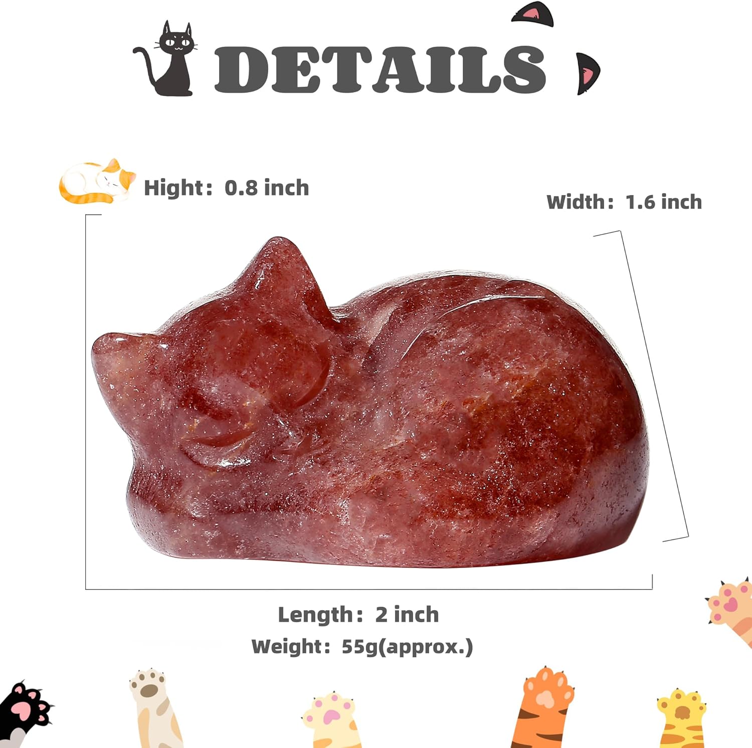 2" Cat Decors Statue Amethyst Crystal Sleeping Cat Decor Hand Carved Cute Cat Figurines Animal Statues Crystal Decor Purple Room Home Office Desk Decor Decorations Cat Gifts for Women