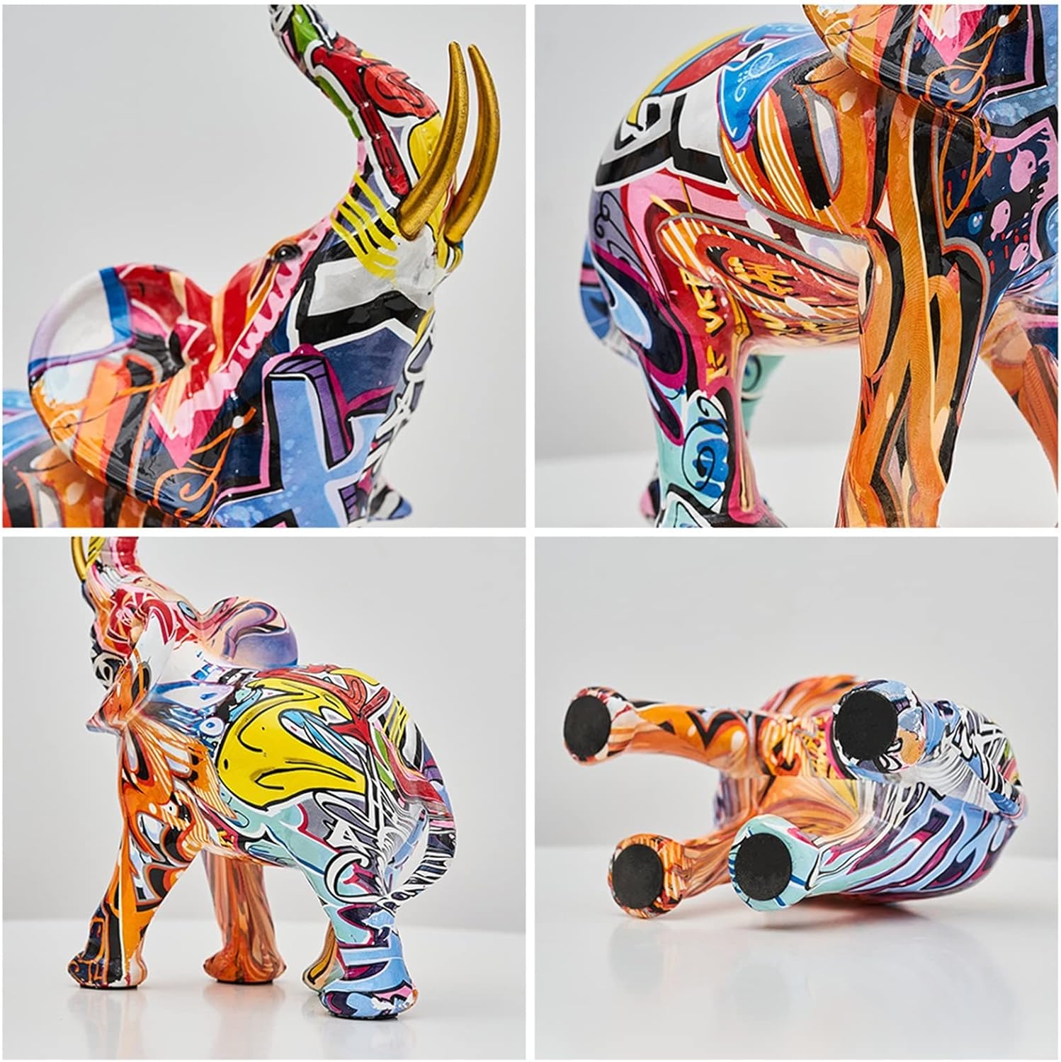 Color Elephant Sculpture Resin Animal Statue Living Room Ornament Modern Art Graffiti Home Decor Figurines for Interior (Color : Height-26CM)