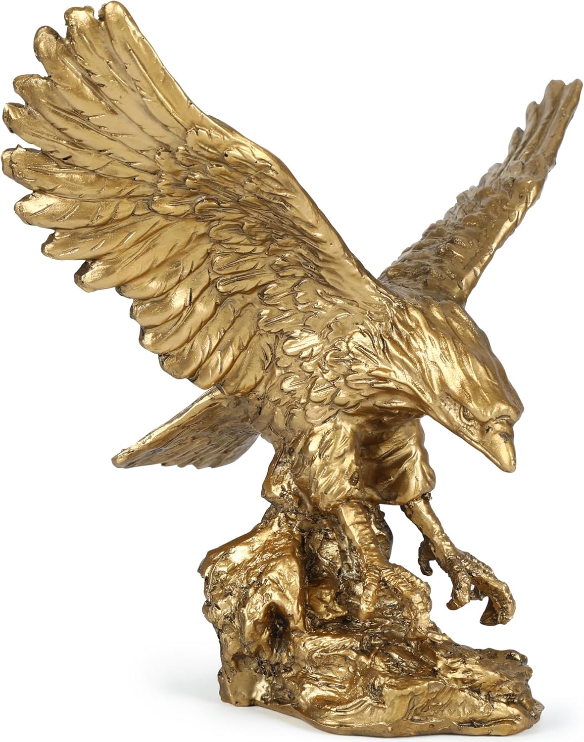 Golden Eagle Statue, Flying Wild Bird Eagle Decorative Bronze Patina Resin Figurine（M）