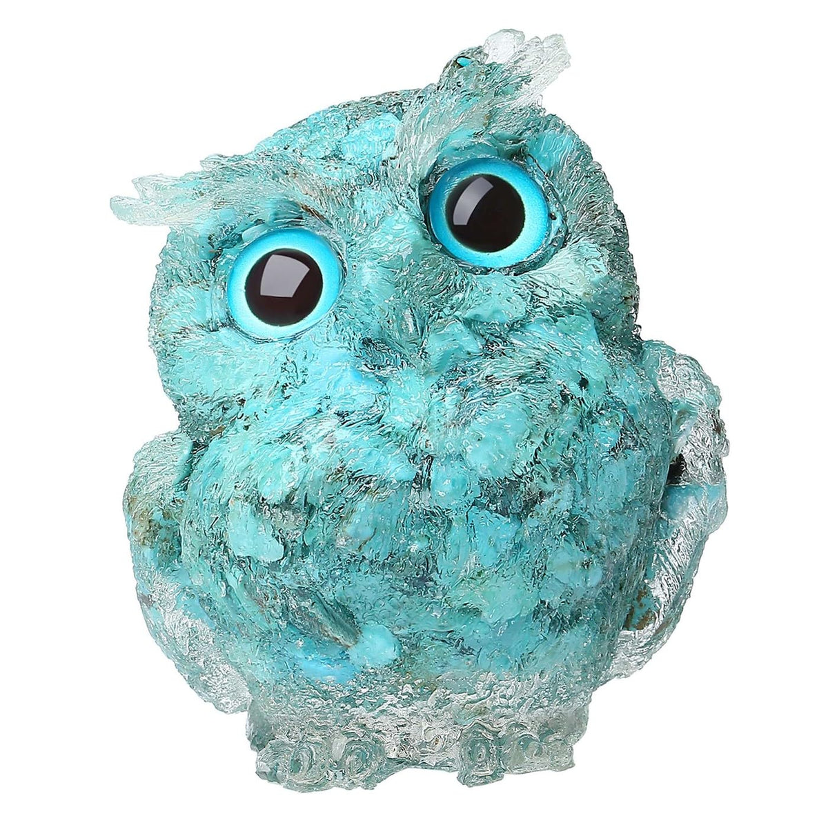 LAIDANLA Aquamarine 2.4" Owl Statue Natural Healing Crystal Cute Owl Animal Figurine Pocket Sculpture Reiki Spiritual Energy Gemstone Home Office Room Desk Decor Gifts for Women Men