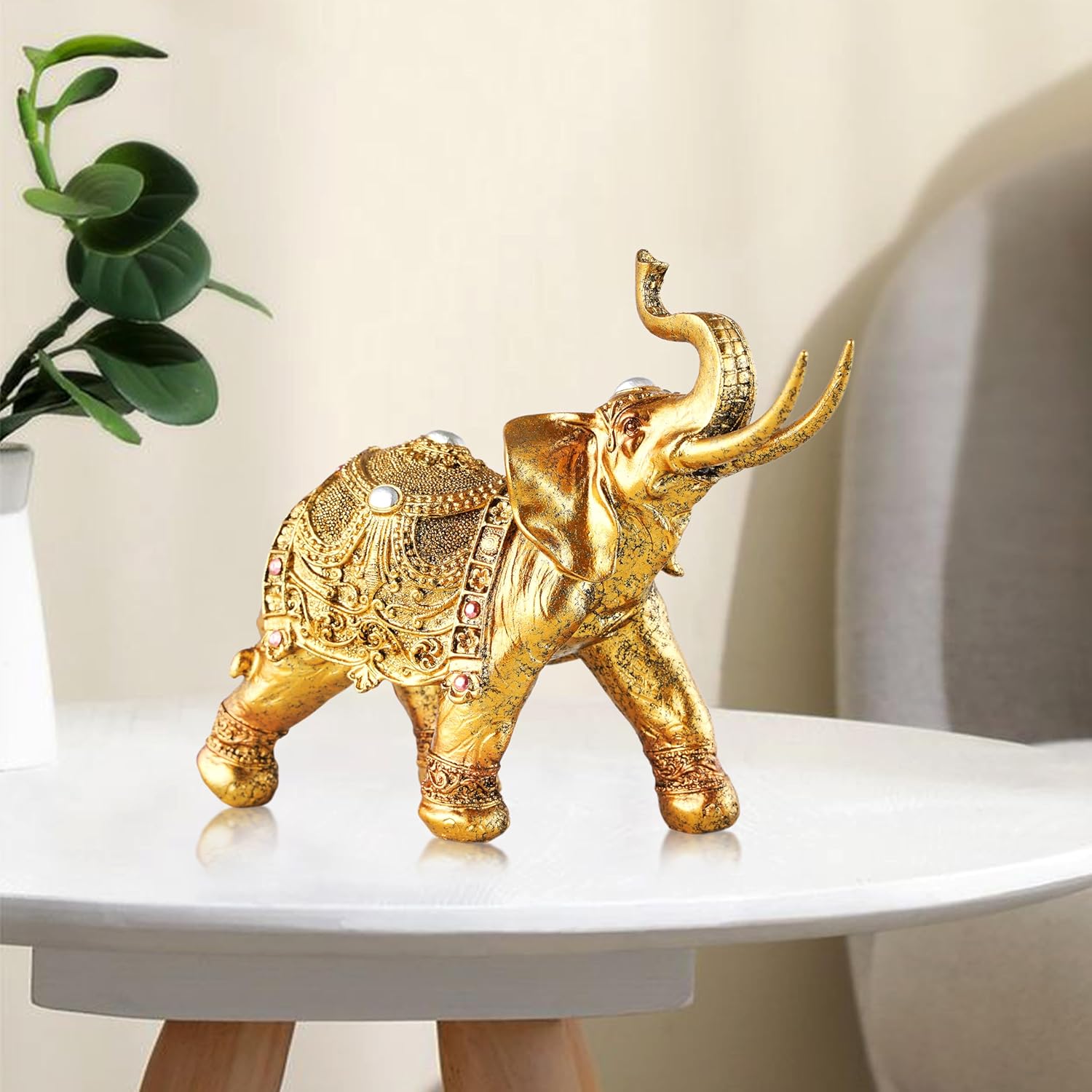 Lucky Elephant Statue,2 Pack 7" Elegant Elephant Figurine for Home Decor Unique and Sophisticated Ornament for Living Room, Table Centerpiece Shelfand Office Adds Charm and Good Luck