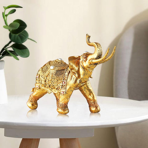 Lucky Elephant Statue,7" Elegant Elephant Figurine for Home Decor Unique and Sophisticated Ornament for Living Room, Table Centerpiece Shelfand Office Adds Charm and Good Luck