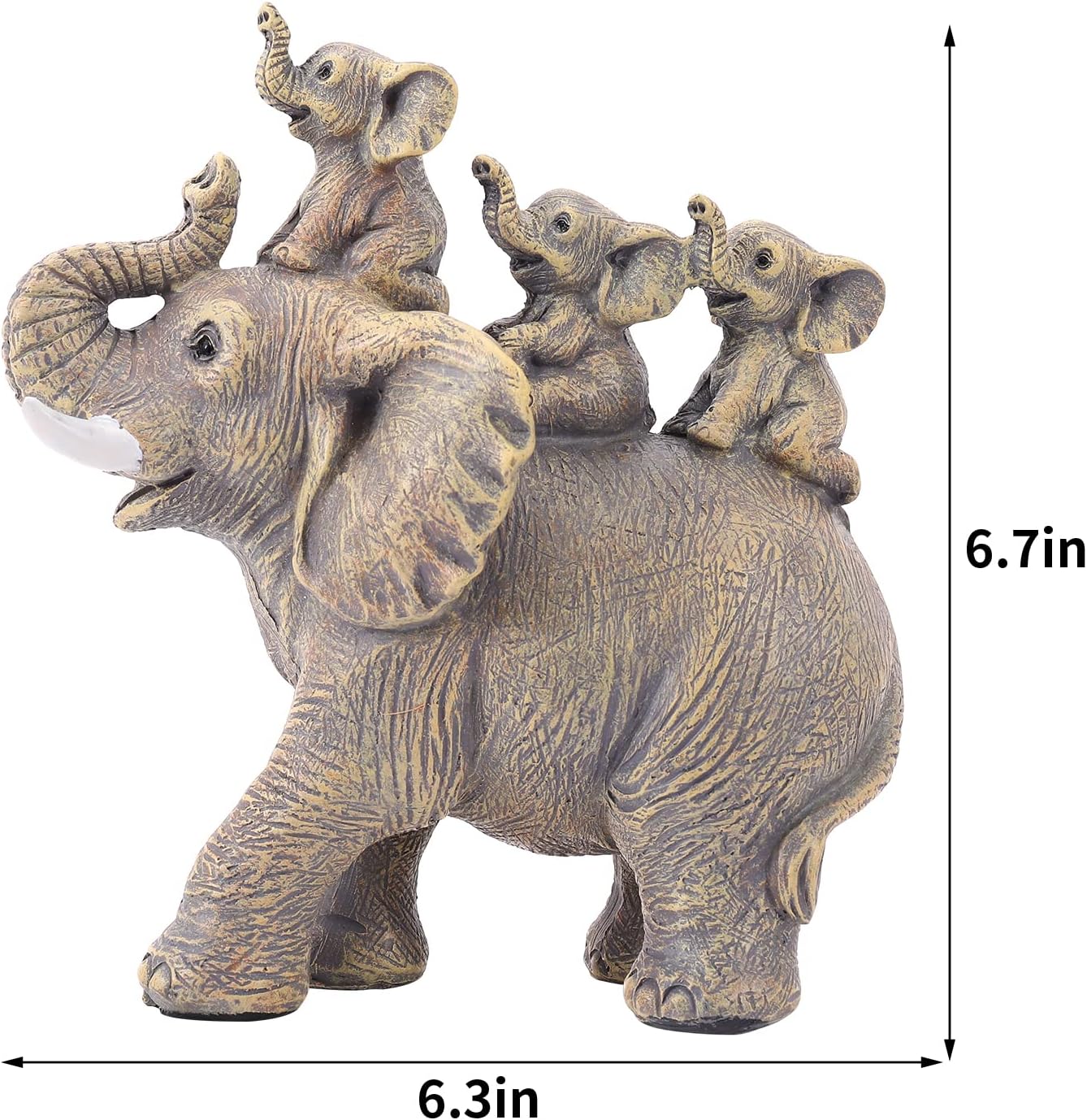 Cute Elephant Statue Home Décor Good Luck Elephant Carries Three Calves on Its Back Figurines Décor for Shelf Good Gifts for Women Decoration for Living Room, Bedroom, Office