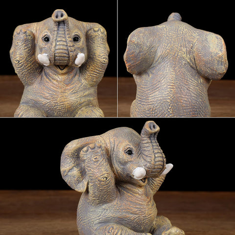 Cute Elephant Statue Home Décor Good Luck Elephant Carries Three Calves on Its Back Figurines Décor for Shelf Good Gifts for Women Decoration for Living Room, Bedroom, Office