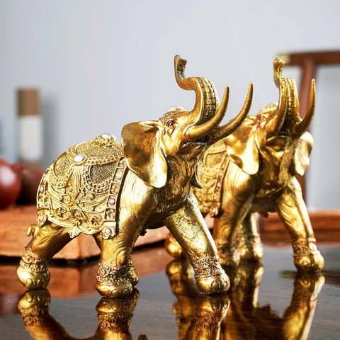 Lucky Elephant Statue,2 Pack 7" Elegant Elephant Figurine for Home Decor Unique and Sophisticated Ornament for Living Room, Table Centerpiece Shelfand Office Adds Charm and Good Luck