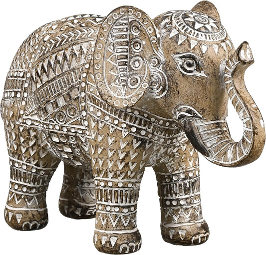 Boho Elephant Decor, Elephant Statues Brings Good Luck for Home Decor, Elephant Figurines Resin for Bookshelf, Living Room, Centerpiece Home Decorations Gifts for Mom, 6.3" 1500