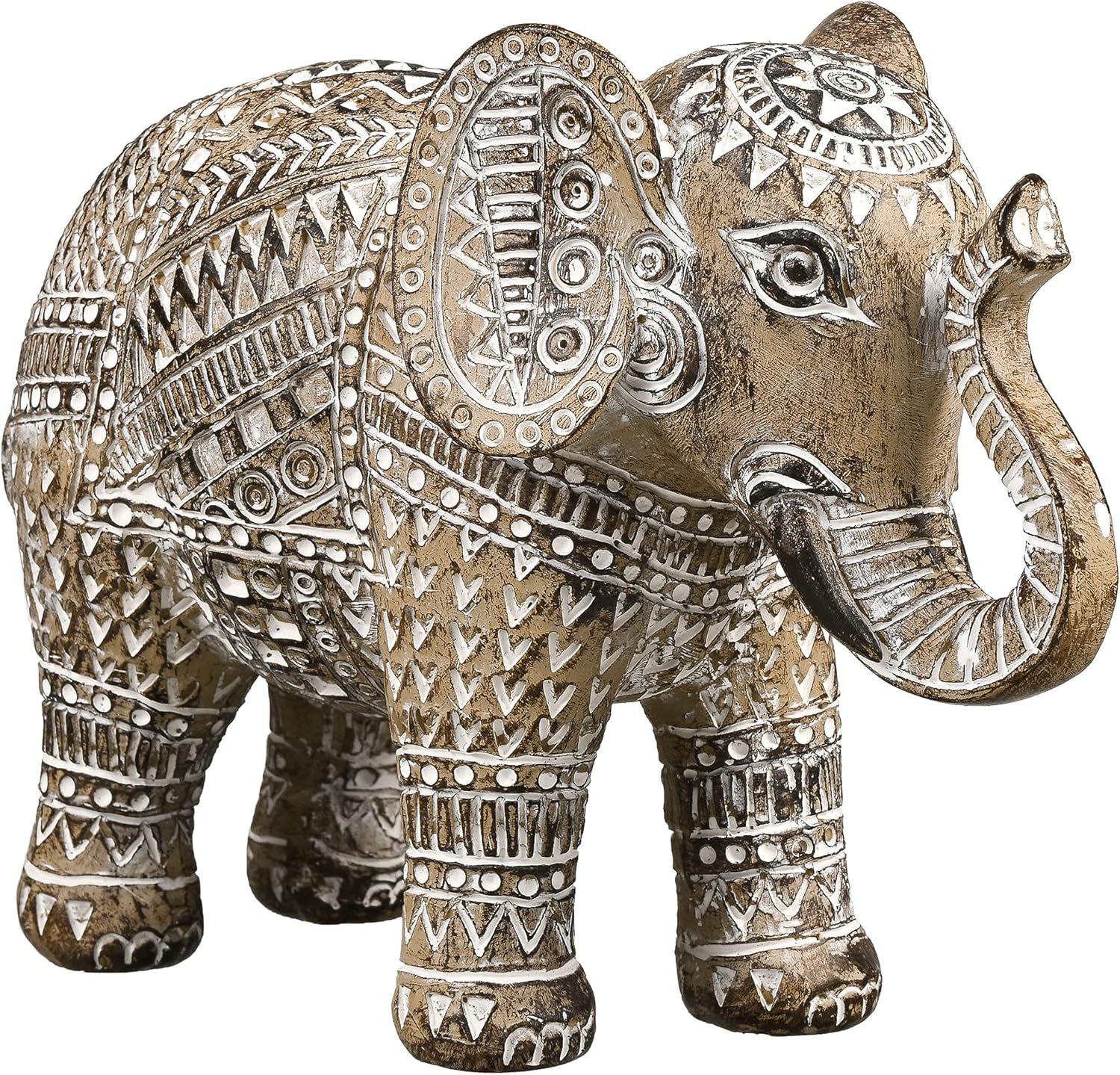 Boho Elephant Decor, Elephant Statues Brings Good Luck for Home Decor, Elephant Figurines Resin for Bookshelf, Living Room, Centerpiece Home Decorations Gifts for Mom, 6.3"