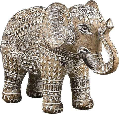 Boho Elephant Decor, Elephant Statues Brings Good Luck for Home Decor, Elephant Figurines Resin for Bookshelf, Living Room, Centerpiece Home Decorations Gifts for Mom, 6.3"