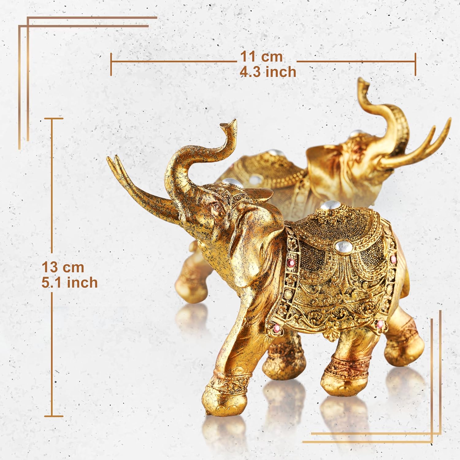 Lucky Elephant Statue,2 Pack 7" Elegant Elephant Figurine for Home Decor Unique and Sophisticated Ornament for Living Room, Table Centerpiece Shelfand Office Adds Charm and Good Luck