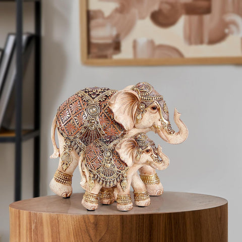 Elephant Statues for Home Decoration, Mom and Baby Elephant Decor for Living Room, Shelf, Good Luck,Family, Elephants Figurine, Gifts for Mother Women Grandma Birthday Holiday Celebrations