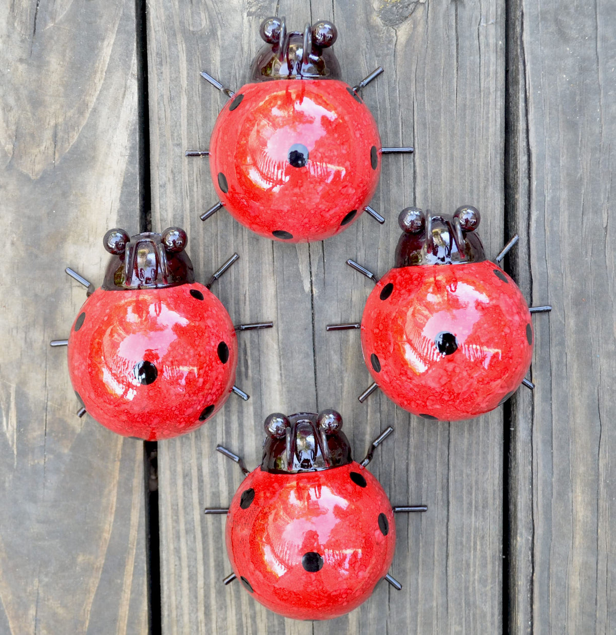 GIFTME 5 Metal Garden Wall Art Decorative Set of 4 Cute Ladybugs Outdoor Wall Sculptures