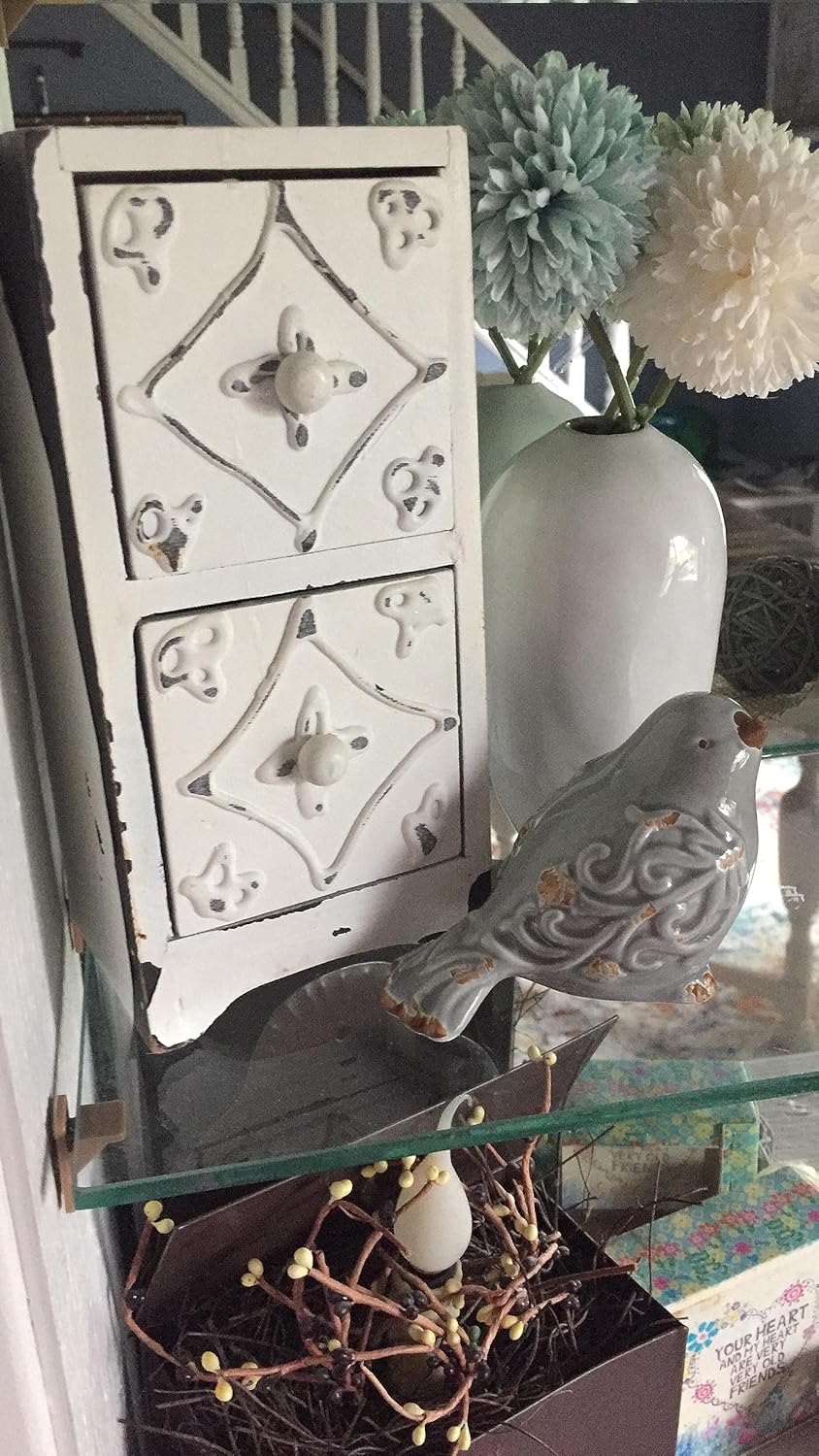 Distressed Finish Ceramic Bird Figurine Home Decor - Assorted Set of 3