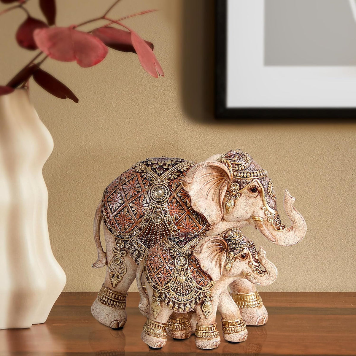 Elephant Statues for Home Decoration, Mom and Baby Elephant Decor for Living Room, Shelf, Good Luck,Family, Elephants Figurine, Gifts for Mother Women Grandma Birthday Holiday Celebrations