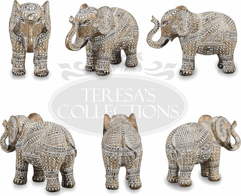 Boho Elephant Decor, Elephant Statues Brings Good Luck for Home Decor, Elephant Figurines Resin for Bookshelf, Living Room, Centerpiece Home Decorations Gifts for Mom, 6.3"