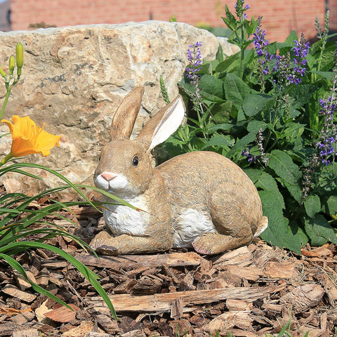 Design Toscano Bashful The Bunny Lying Down Rabbit Outdoor Garden Statue, 5 Inches Wide, 10 Inches Deep, 7 Inches High, Full Color Finish