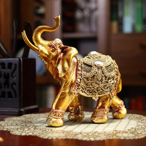 Lucky Elephant Statue,7" Elegant Elephant Figurine for Home Decor Unique and Sophisticated Ornament for Living Room, Table Centerpiece Shelfand Office Adds Charm and Good Luck