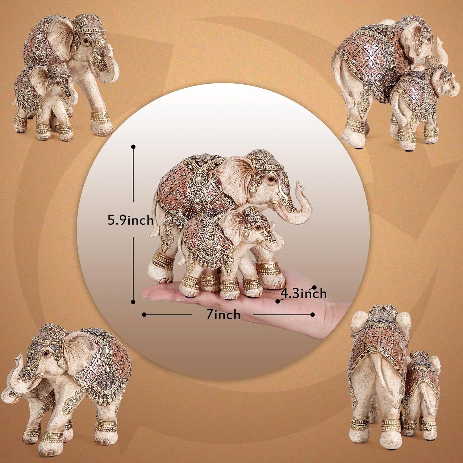 Elephant Statues for Home Decoration, Mom and Baby Elephant Decor for Living Room, Shelf, Good Luck,Family, Elephants Figurine, Gifts for Mother Women Grandma Birthday Holiday Celebrations