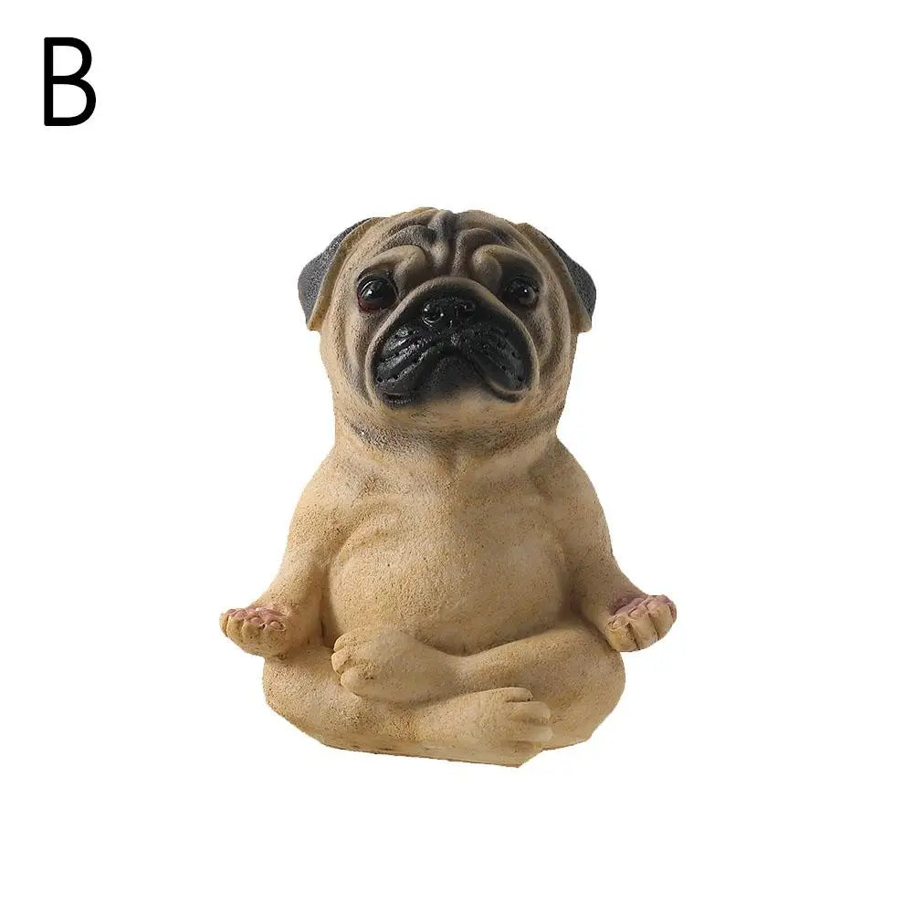 New Creative Meditating Pug Figurine Zen Yoga Resin Statue Decorative Collectible For Home Garden Desktop Dashboard Decoration