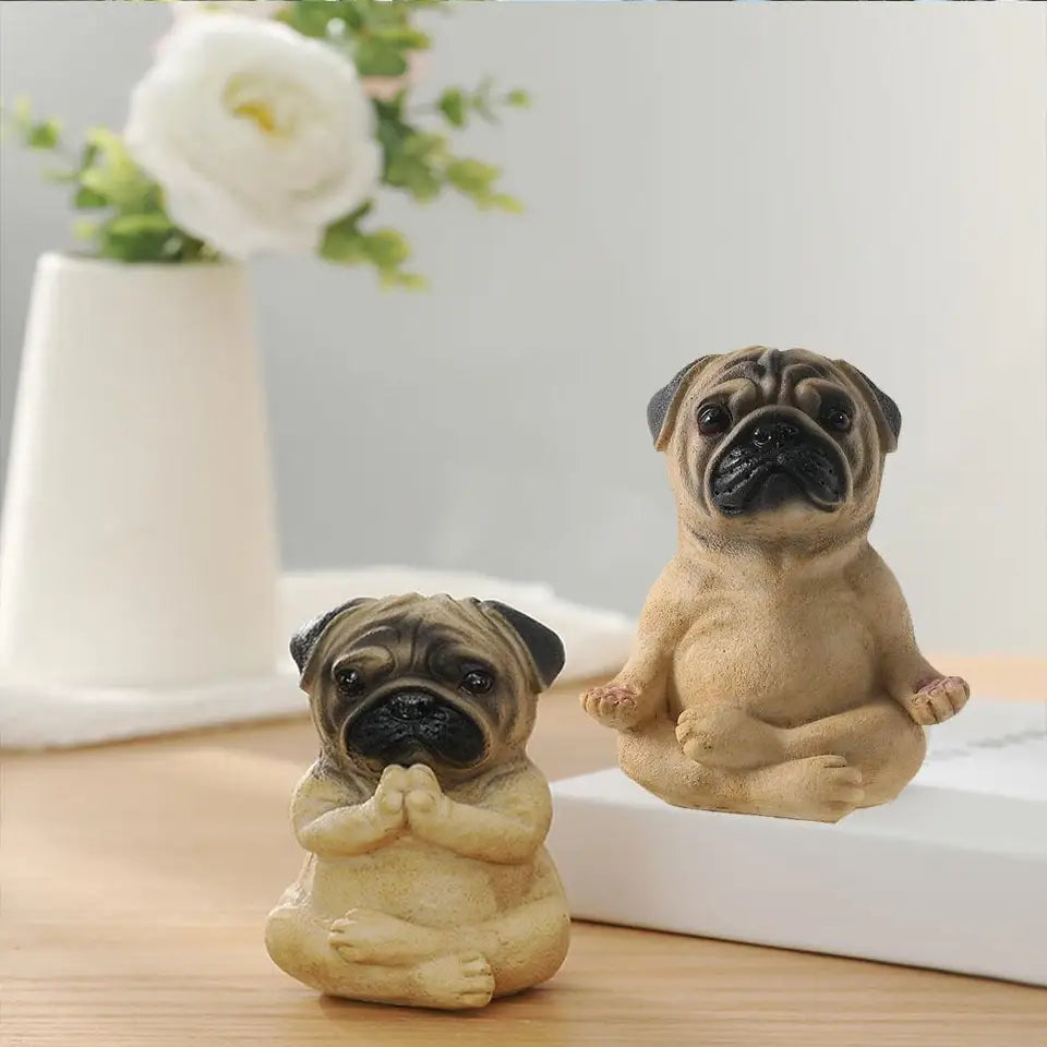 New Creative Meditating Pug Figurine Zen Yoga Resin Statue Decorative Collectible For Home Garden Desktop Dashboard Decoration