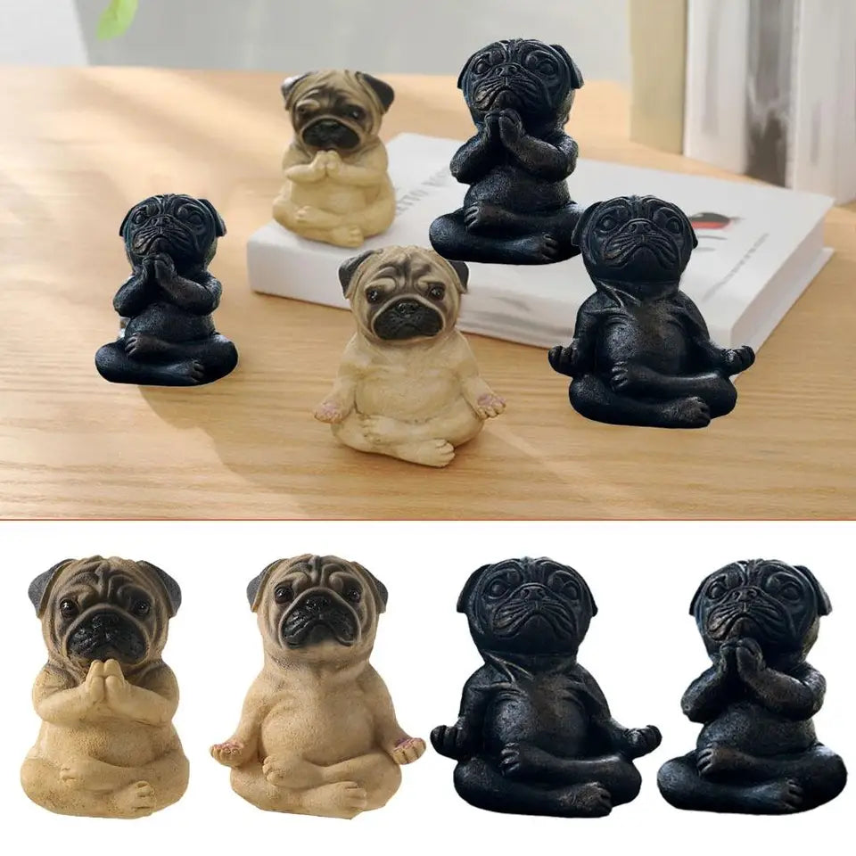 New Creative Meditating Pug Figurine Zen Yoga Resin Statue Decorative Collectible For Home Garden Desktop Dashboard Decoration